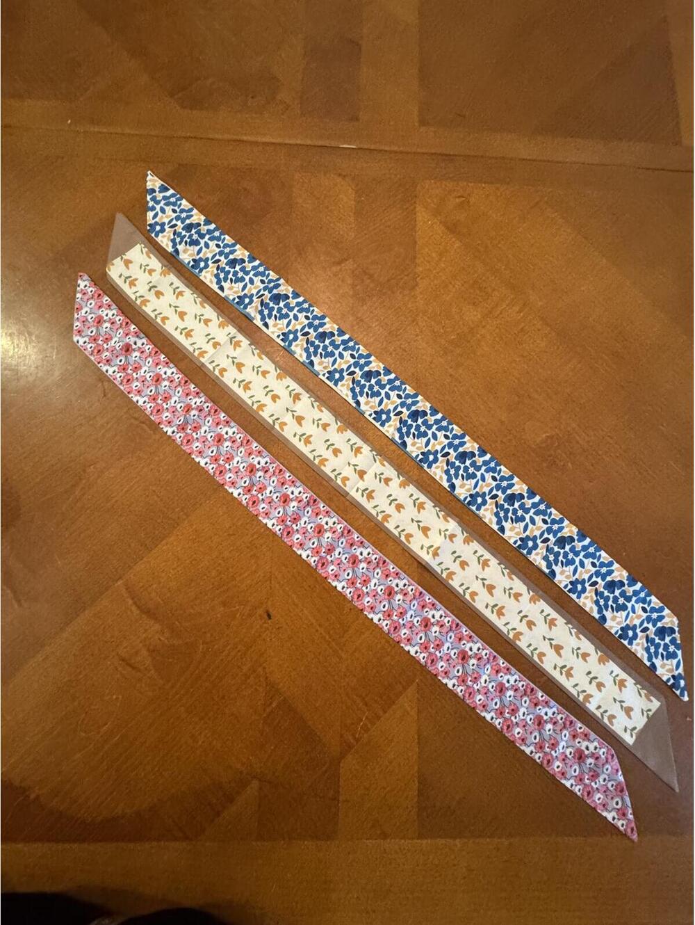 Set of 3 Decorative Scarves with Floral and Striped Patterns